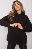 Black Cotton Hooded Sweatshirt with Front Pockets