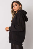 Black Cotton Hooded Sweatshirt with Front Pockets