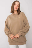 Dark Beige Long Sleeve Hooded Sweatshirt for Everyday Wear