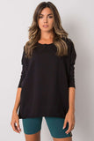 Black 3/4 Sleeve Cotton Blouse for Everyday Style