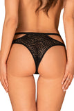 Cat's Eye Pattern Black Panties with Satin Straps & Gold Detail