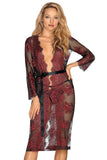 Elegant Dark Red Lace Nighty with Satin Bow Detail