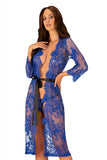 Elegant Electric Blue Lace Nighty with Satin Waist Detail