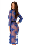 Elegant Electric Blue Lace Nighty with Satin Waist Detail