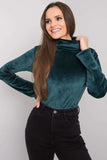 Green Velour Turtleneck with Long Sleeves