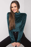 Green Velour Turtleneck with Long Sleeves
