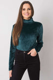 Green Velour Turtleneck with Long Sleeves
