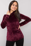 Burgundy Velour Turtleneck with Long Sleeves