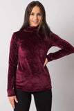 Burgundy Velour Turtleneck with Long Sleeves