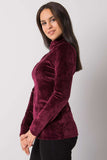 Burgundy Velour Turtleneck with Long Sleeves