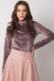 Beige Velour Turtleneck with Long Sleeves