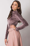 Beige Velour Turtleneck with Long Sleeves