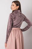 Beige Velour Turtleneck with Long Sleeves