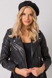 Decorative Black Women's Cap in Acrylic & Angora Blend