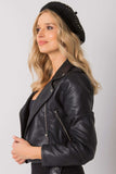 Decorative Black Women's Cap in Acrylic & Angora Blend