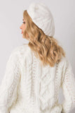 Ecru Women's Cap with Rhinestones and Pearls Decoration