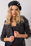 Elegant Black Beret with Sparkling Crystal Accents