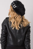 Elegant Black Beret with Sparkling Crystal Accents