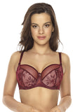 Burgundy Semi-Padded Bra with Embroidered Cups & Bows