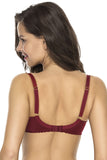 Burgundy Semi-Padded Bra with Embroidered Cups & Bows