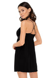 Elegant Black Lace Nightdress with Crossed Shoulder Straps