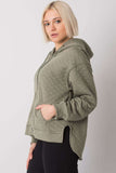 Hooded Quilted Sweatshirt with Front Pockets for Ladies