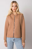 Quilted Hooded Zip-Up Sweatshirt without Pockets