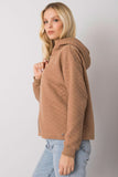 Quilted Hooded Zip-Up Sweatshirt without Pockets