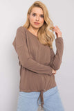 Straight Cut Long Sleeve Blouse with Bottom Tie
