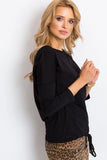 Straight Cut Long Sleeve Blouse with Bottom Tie