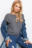 Straight Cut Long Sleeve Blouse with Tie Detail