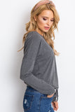 Straight Cut Long Sleeve Blouse with Tie Detail