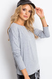 Straight Cut Long Sleeve Blouse with Tie Detail