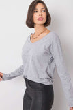 V-Neck Cotton Blouse with Long Sleeves for Everyday Wear