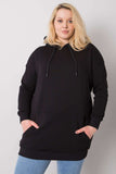 Black Cotton Plus Size Hoodie Sweatshirt with Pockets