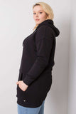 Black Cotton Plus Size Hoodie Sweatshirt with Pockets