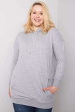 Grey Melange Cotton Plus Size Hoodie with Pockets