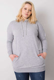 Grey Melange Cotton Plus Size Hoodie with Pockets