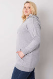 Grey Melange Cotton Plus Size Hoodie with Pockets
