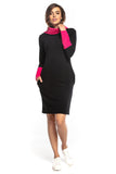 Cozy Sweatshirt Knit Fitted Dress with Pockets and Turtleneck