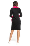 Cozy Sweatshirt Knit Fitted Dress with Pockets and Turtleneck