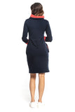 Cozy Fitted Sweatshirt Dress with Turtleneck and Pockets
