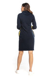 Chic Fitted Sweatshirt Dress with Turtleneck and Pockets