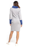 Fitted Sweatshirt Knit Dress with Turtleneck and Pockets