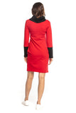 Fitted Sweatshirt Knit Dress with Turtleneck and Pockets