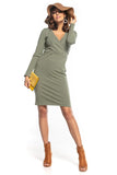 Envelope Front Knit Sweatshirt Dress with Long Sleeves