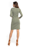 Envelope Front Knit Sweatshirt Dress with Long Sleeves