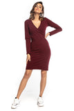 Knit Sweatshirt Dress with Envelope Front and Long Sleeves