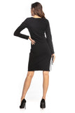 Envelope Front Long Sleeve Knit Sweatshirt Dress