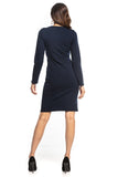 Envelope Front Knit Sweatshirt Dress with Long Sleeves
